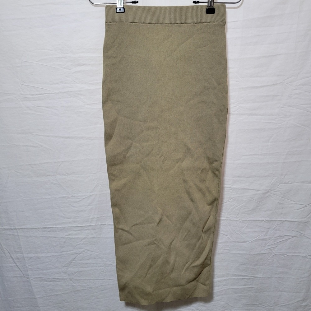 House of CB NWT Size XS Heather Tan Knit Midi Skirt Tight Hip-Hugging
